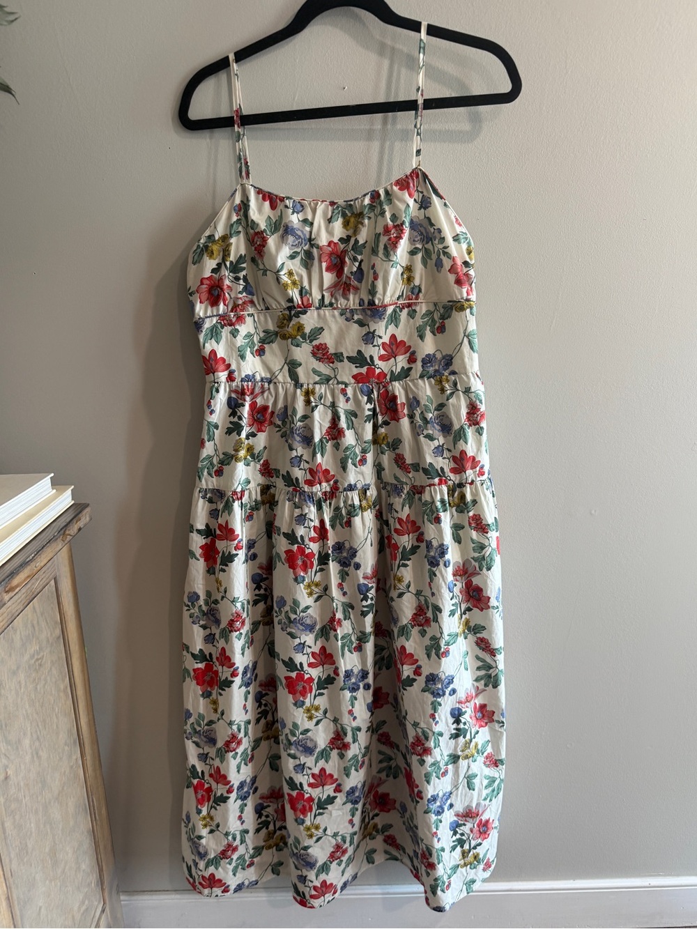 Lucky Brand Cream Dress with Red & Blue Floral Print